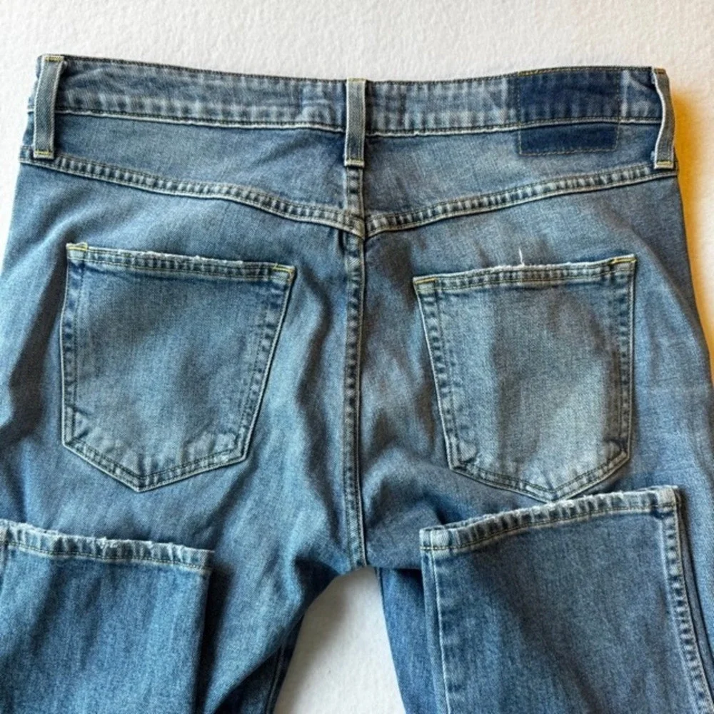 AMO Syd Straight Leg Cropped Jeans Distressed Medium Wash Size 29 Blue - Picture 6 of 9